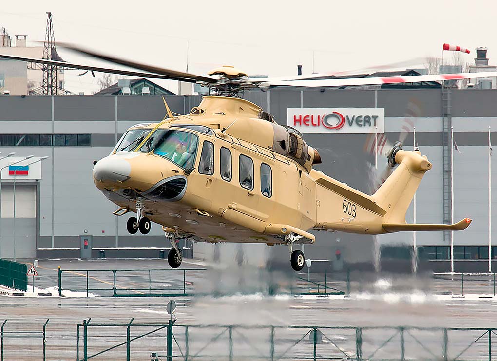 Agusta AW139 - максимальная скорость - 310 км. / ч. Дальность полёта - 1 250 км. Вместимость: 8 пассажиров. Экипаж: 1 пилот, 1 помощник.